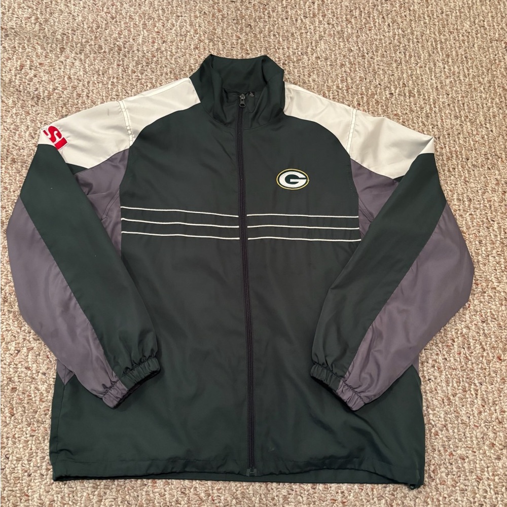 Vintage Reebok Green and Gray Windbreaker Jacket